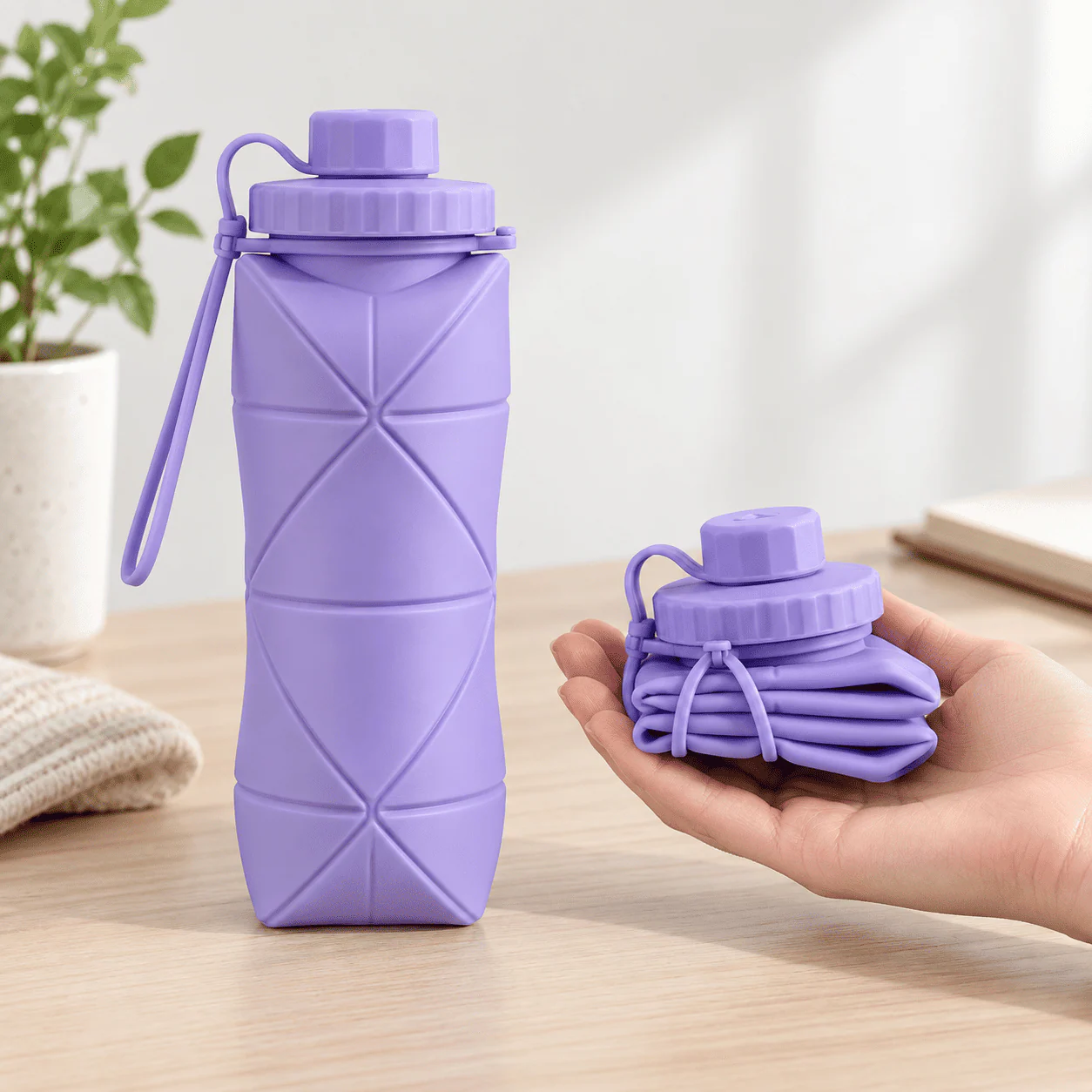 600ML Silicone Foldable Water Bottle – Portable Travel Bottle