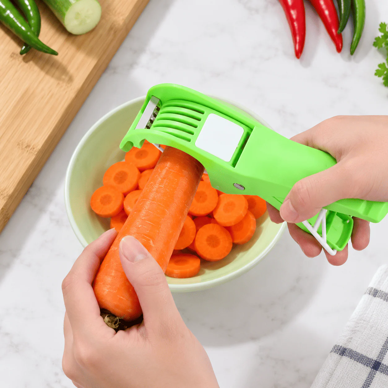 5-Blade Vegetable Cutter & Peeler – Manual Kitchen Slicer